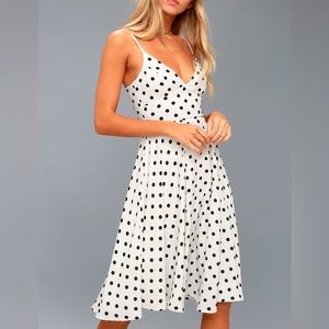 Lulu’s White Polka Dot Midi Dress XS